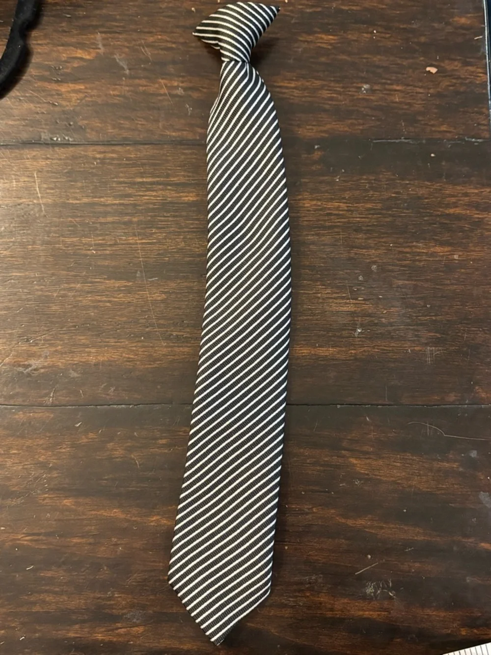 Classic Black and White or silver Striped clip-on Tie - boys